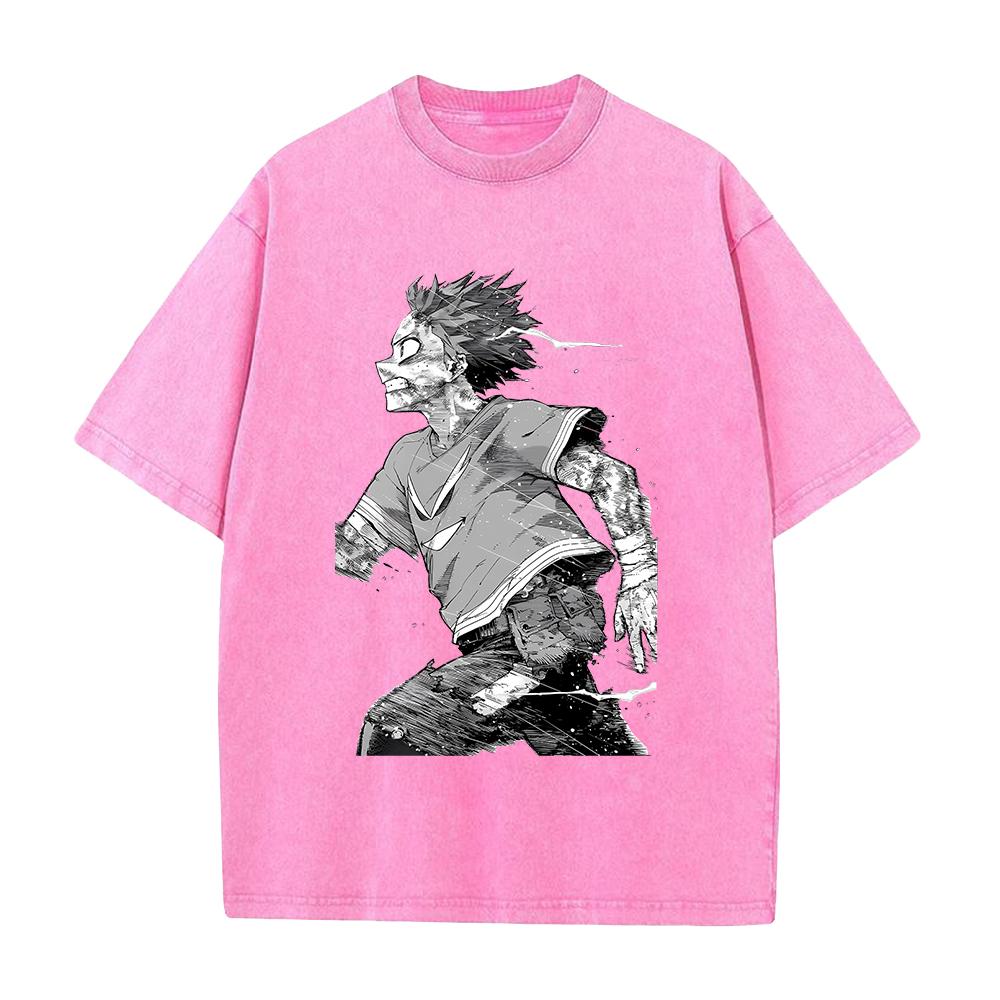 My Hero Academia Midoriya Izuku Printed Tee Men Women Washed Cotton T-shirts Manga Vintage T Shirt Harajuku Unisex Casual Tshirt