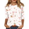 Women's Fashion Loose Casual Seven Sleeve Printed Round Neck Top