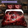 AC Milan Pattern 3 Pieces Bedding Set Soft Microfiber Duvet Cover with Pillow Cases for Bedroom