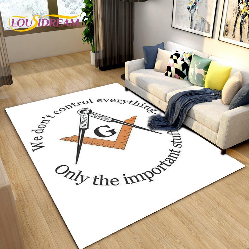 Masonic Carpet Freemason Illuminati Ring Area Rug Large,Carpet All Seeing Eye Rugs Carpets for Living Room,Fitness Pet Floor Mat