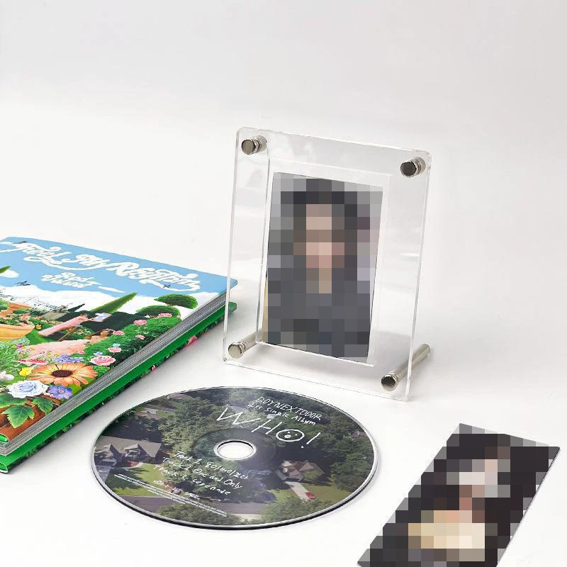 Маленькая стойка для визиток Акриловая фоторамка для CD, пластинок и трехдюймовых фото Настольное украшение Альбом Прозрачный контейнер для хранения Коллекционных предметов Фотографий