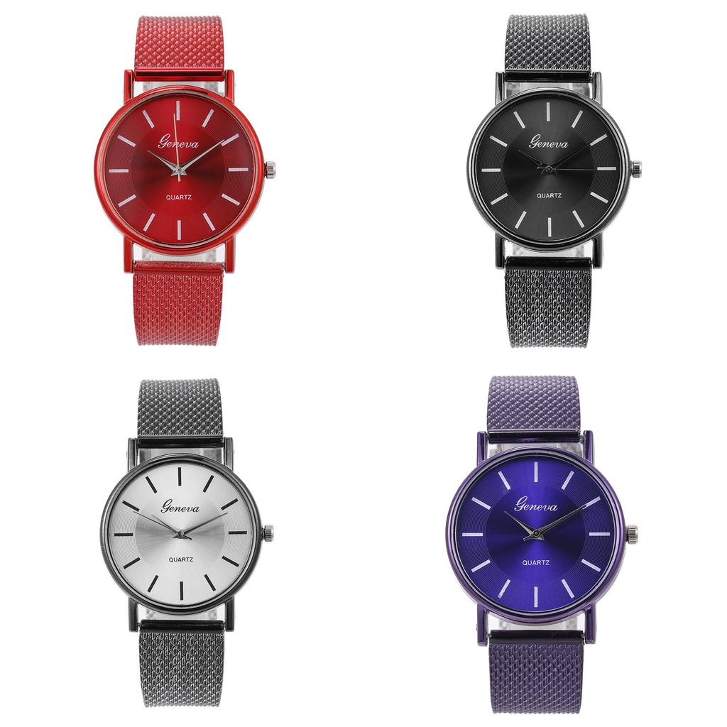Модные унисекс кварцевые наручные часы, парные часы с декоративными элементами, модель 28035, сетчатый ремешок