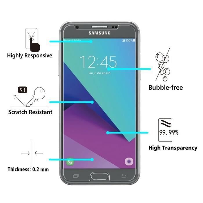 Закаленное стекло для SAMSUNG GALAXY J3 2017 J330 - Защитная пленка для экрана, Ультрапрочная, Прозрачная [Phonillico®]