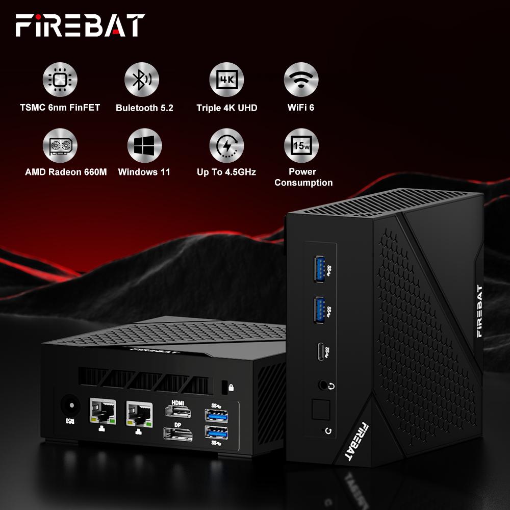 FIREBAT AM02 MINI PC AMD Ryzen 5 6600H DDR5 16 ГБ ОЗУ 512 ГБ SSD WIFI6 BT5.2 Портативный настольный компьютер MINI-PC