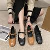 Fashion Women Shoes Mary Janes Low Heel Ladies Pumps Fashion Square Toe Shallow Party Single Shoes Spring Autumn Wedding Leather Shoe
