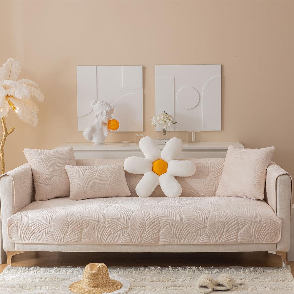 Весенняя жаккардовая диванная подушка, однотонная плюшевая диванная подушка с банановым листом, чехол для дивана для гостиной, нескользящее утолщение