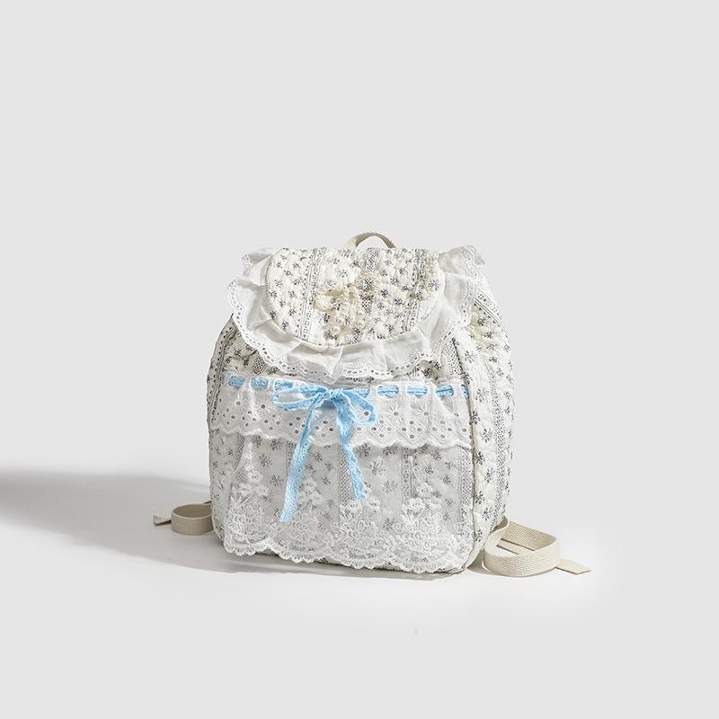 Модная сумка «все в одном» из цветочного кружева в стиле пэчворк с плиссировкой и бантом, тканевая сумка-рюкзак