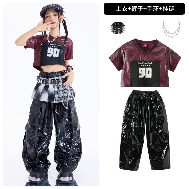 Girls Jazz Dance Performance Outfit Set Kids Trendy Stage Wear