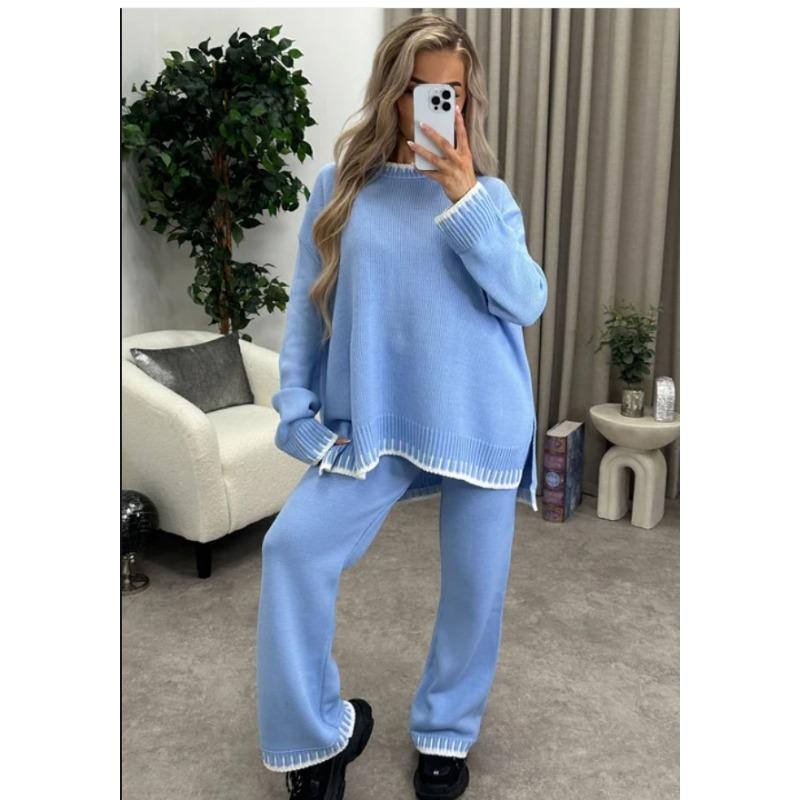 GMXIA Autumn and Winter Fashion Solid Color Leisure Loose Two-piece Set Women Suits & Sets