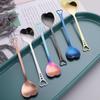 Heart Shaped Love Couple Spoon Creative Stainless Steel Coffee Tea Dessert Stiring Spoon Rainbow Gradient Spoon for Wedding Gift