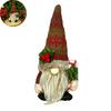 Christmas Plush Gnome Decoration Handmade Elf Dwarf Figurine with Knitted Hat Pine Branches Winter Stuffed Swedish Tomte Doll for Holiday Table Decor
