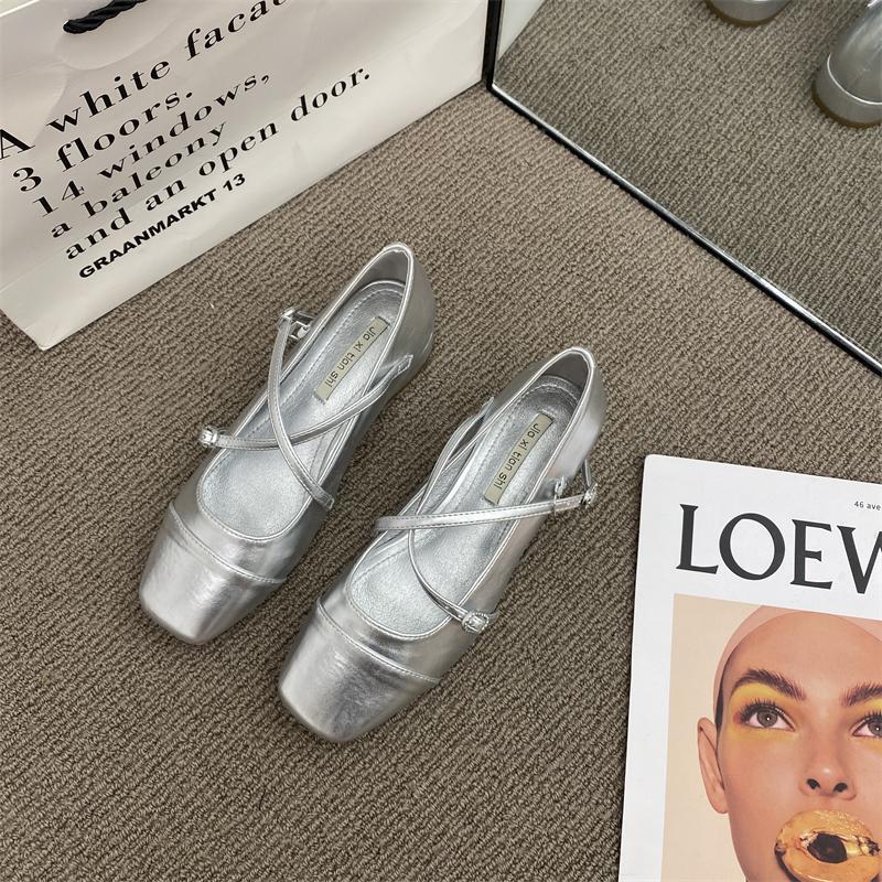 Women's Pumps Vintage Mary Jane Shoes Soft Lightweight Womens Ballet Shoes Mid Heeled Shallow Mouth Shoes for Women Summer New