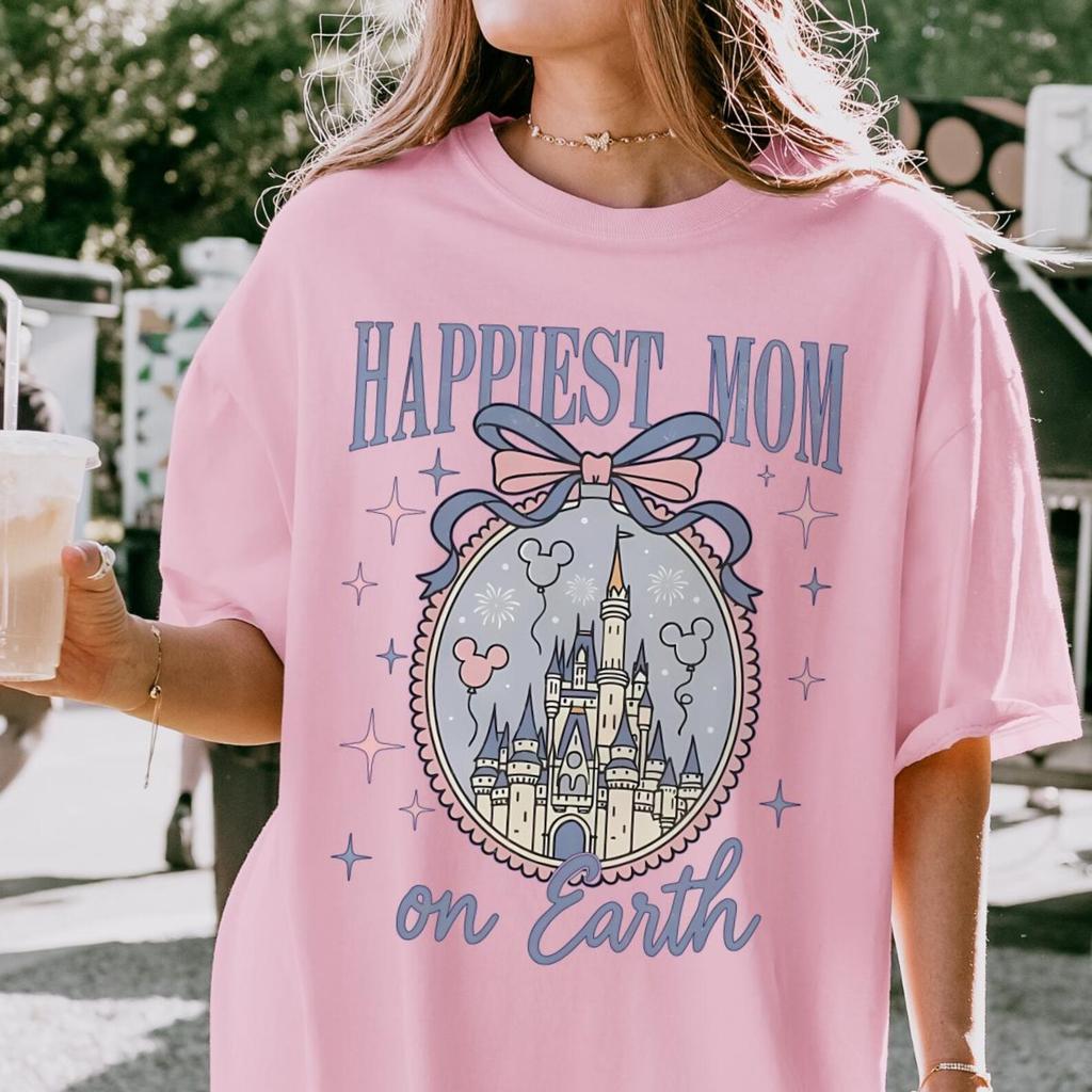 Happiest Mom on Earth Shirt, Magical Mom Tee, Castle Theme, Disney Inspired Mom Gift, Cute Mama Shirt, Vacation Shirt, Comfort Colors Tee