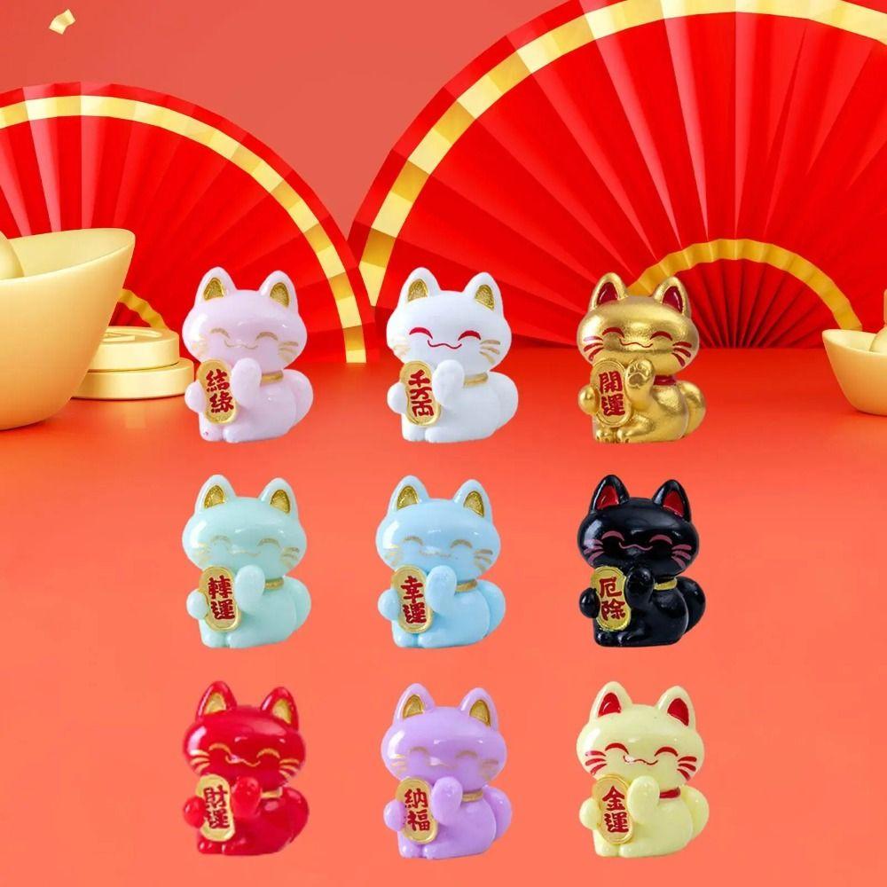 Creative Lucky Cat Figurine Cartoon Animal Model Miniatures Lucky Cat Statue Collectible