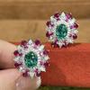 Live Streaming New Product Simulation Emerald Tourmaline Pearl Full Diamond Earrings Female Celebrity Style Earrings Jewelry