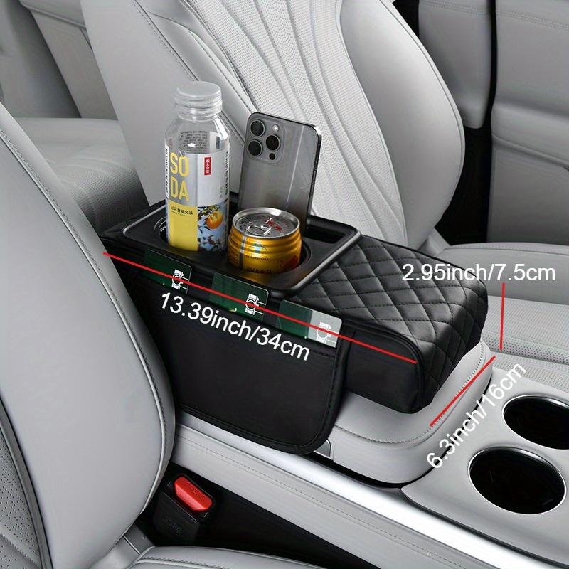 Car Center Console Armrest Cushion Thicken Arm Rest Box Pad Extension Cushion with Cup Holder Tissue Box Organizer Bag