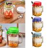 450ml Spoons & Handle with Lids Oats Container Overnight Oats Jars Yogurt Pot Glass Breakfast Jar