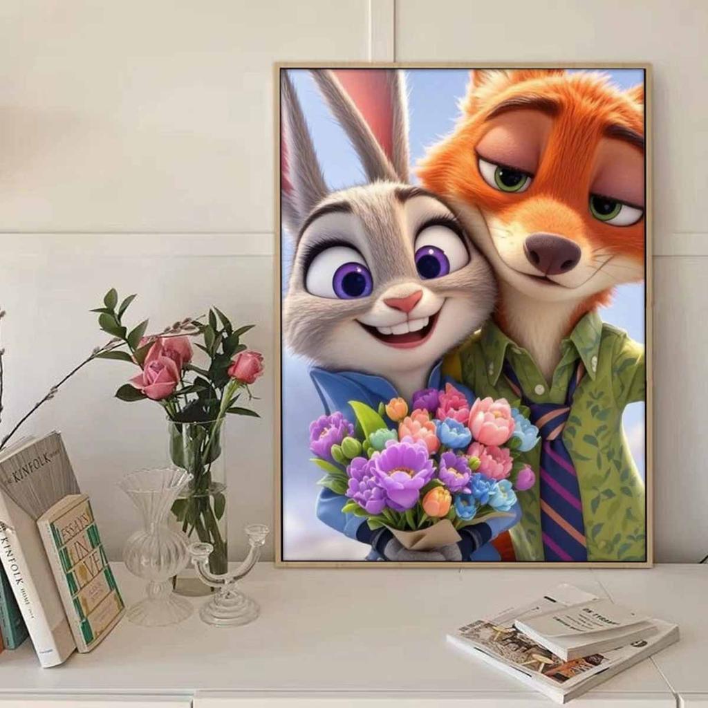 Алмазная живопись своими руками Красивый лис и милый кролик Набор для вышивания крестиком Мозаичное искусство Алмазная живопись Полная выкладка Алмазное украшение для дома