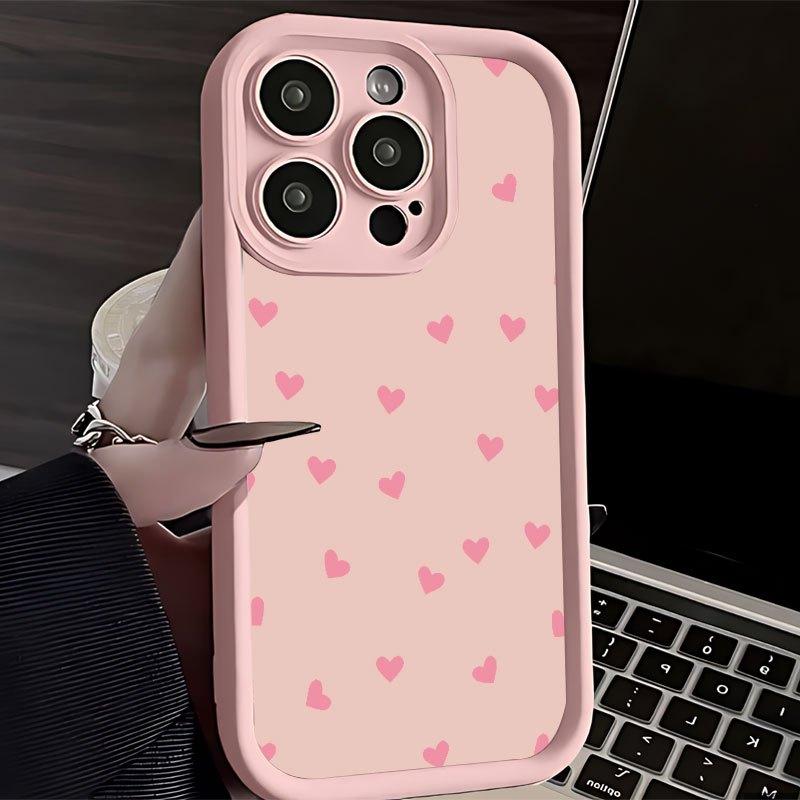 Простой чехол для телефона с узором в виде сердца, подходящий для iPhone 17 16 15 14 13 12 11 Pro/Max/Plus, противоударная задняя крышка