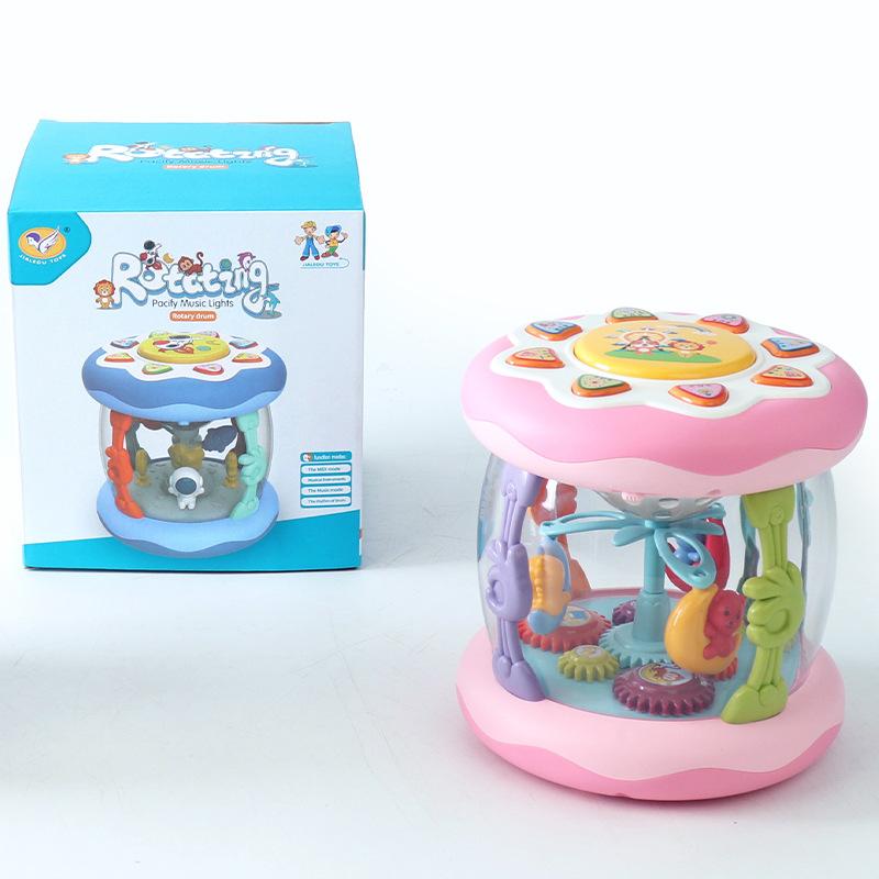 Children'S Light Music Projection Rotating Hand Drum, Multi-Functional Educational Early Education Soothing Toys For Infants And Young Children