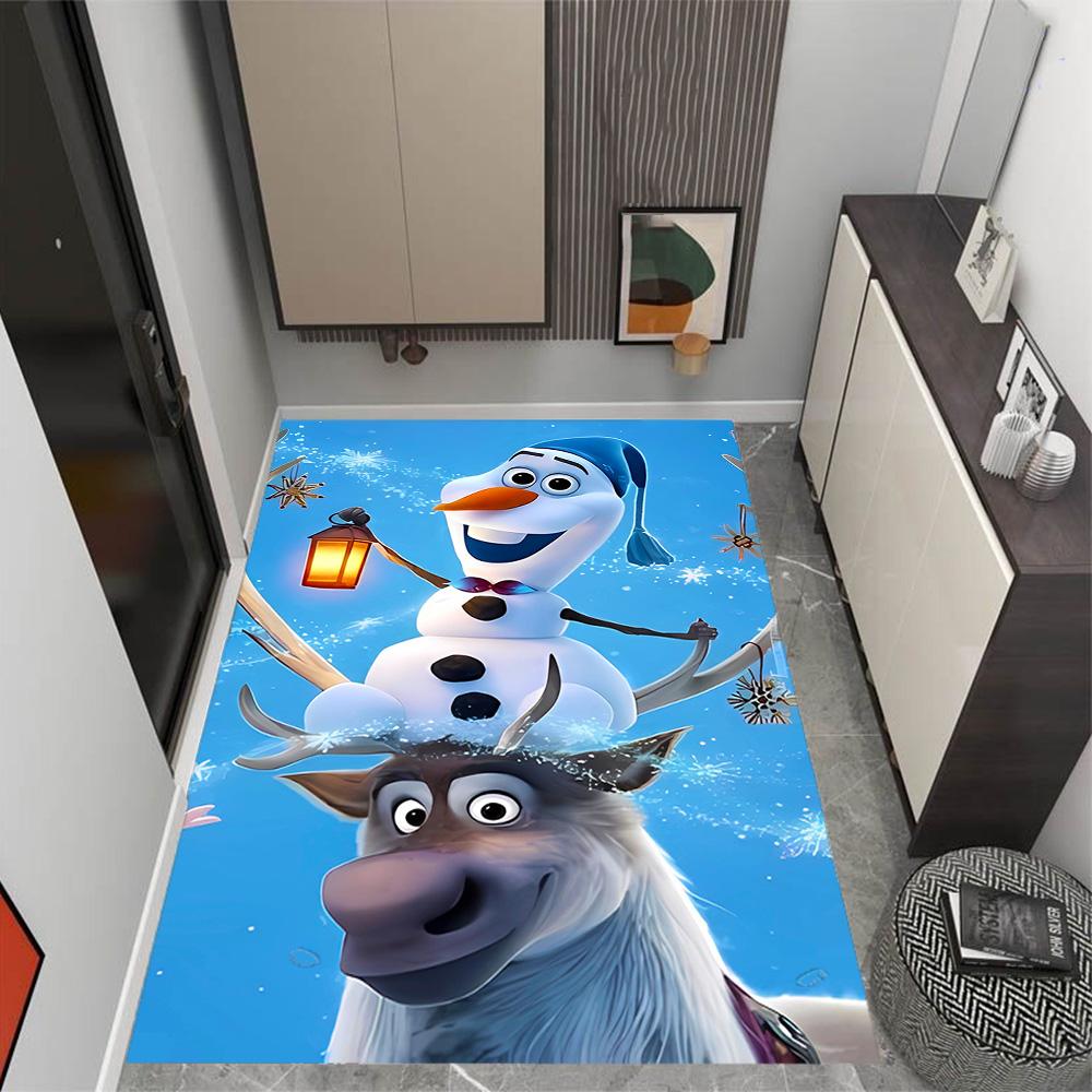 Frozen Olaf Cartoon Theme Non-Slip Rug - Made of polyester, suitable for home décor, bedrooms, living rooms, entryways, and studios.