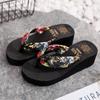 High-heeled Platform Flip-flops Women Summer Korean Version  Non-slip Slope Heel Beach Shoes Wear Women's Sandals  Slippers