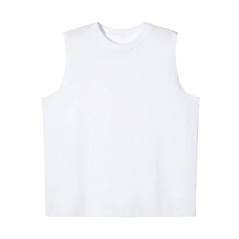 Новое поступление Мужская футболка без рукавов Летняя мода Однотонная футболка без рукавов с круглым вырезом Мужская Женская Хлопок Повседневная Свободная Уличные Топы