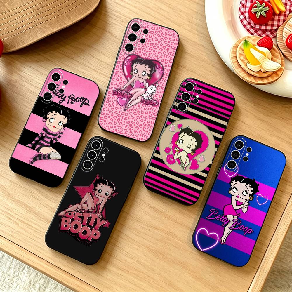 B-Бетти Милый B-Буп Чехол для телефона Samsung S25, S24, S21, S22, S23, S30, Ultra, S20, Plus, Fe, Note, 10, 9, 5G Черный Чехол