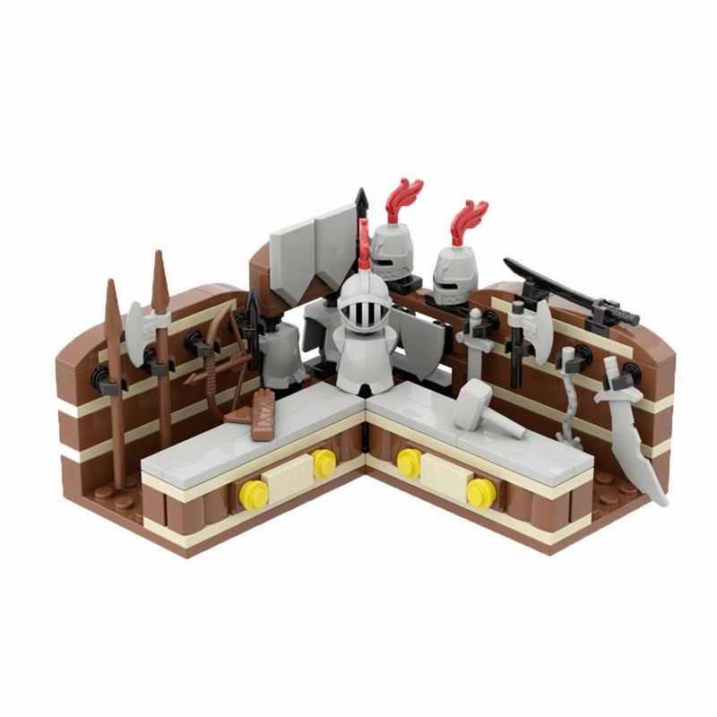 MOC Средневековые военные строительные блоки солдаты фигурки аксессуары костер палатка транспорт повозка боевой конь оружие кирпичи игрушка