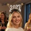 Легкие Декоративные Рамки 2 шт. Очки на Новый Год 2027, Пластиковая Блестящая Рамка с Цифрами, Аксессуары для Рождественской Вечеринки Блестящая Унисекс Повязка на Голову