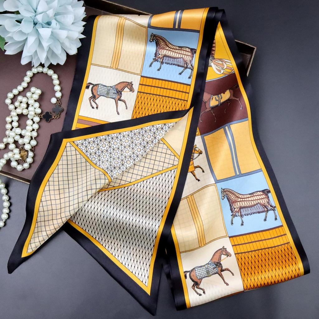 Галстук из тутового шелка для женщин Универсальный осенний стиль Шикарный узкий Многофункциональный декоративный Двухслойный шарф из 100% шелка