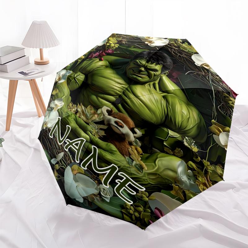 Personalized Name H-Hulk Print Umbrella - Automatic Open/Close, Eight-Rib Durable Frame, Automatic Folding Umbrella