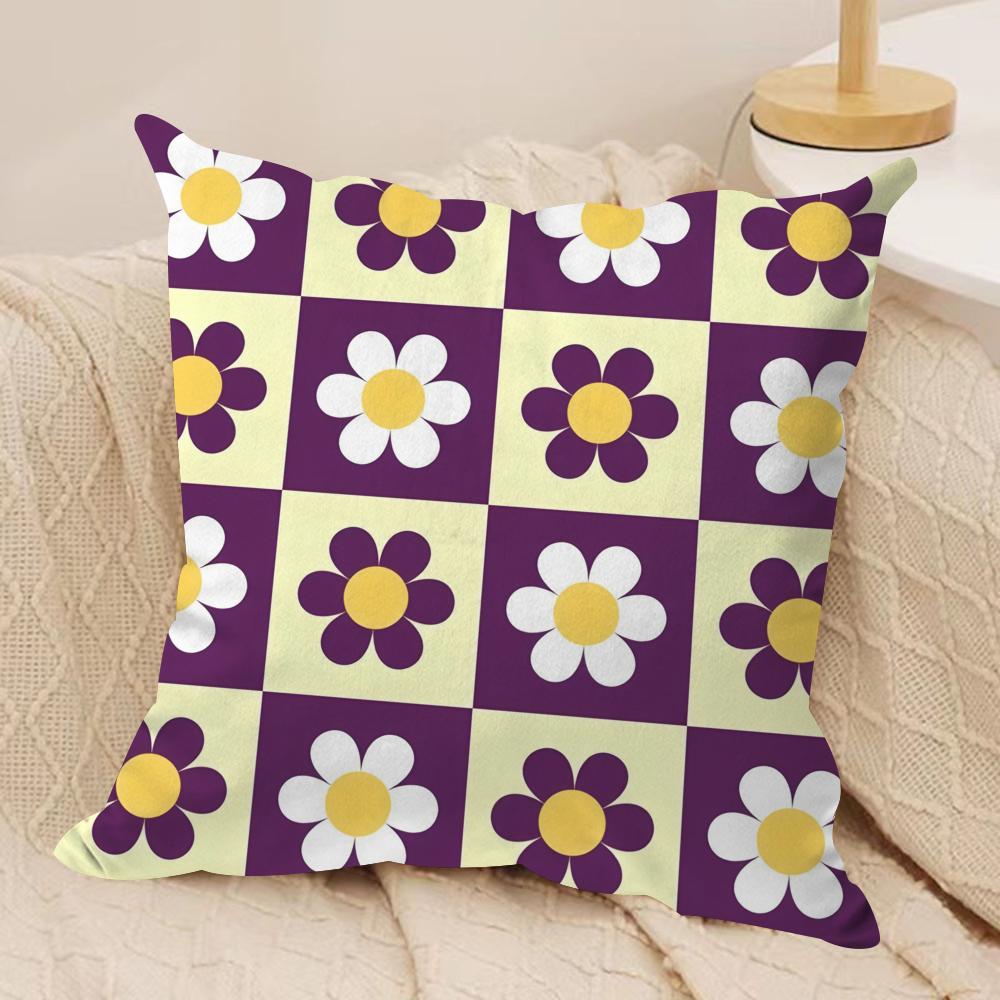Sweet Retro Geometrical Florals Cushion Cover Short plush Doublesided Print Square Throw Pillow Covers Sofa Home Cushion Decor