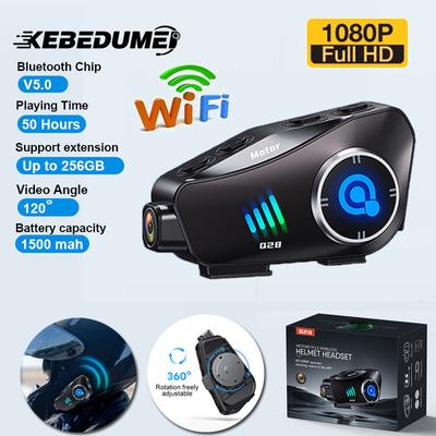 Bluetooth гарнитура для мотоциклетного шлема беспроводное WiFi приложение для мотоцикла видеорегистратор Moto DVR 1080P объектив видеорегистратор 1500 мАч водонепроницаемый