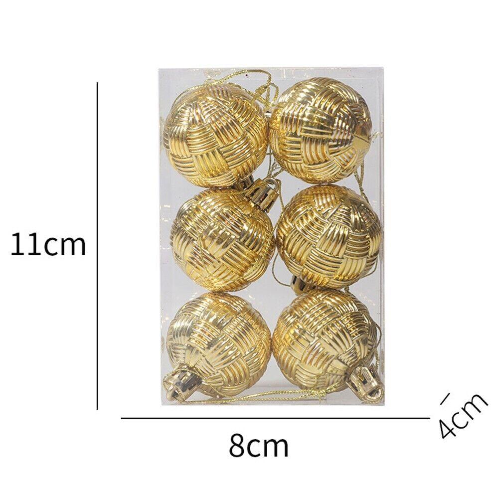 6PCS Christmas Hanging Ball Ornaments Shatterproof Xmas Tree Ornaments Kit Christmas Decorations Balls for Holiday Wedding Party Decor