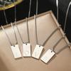 Mini Letter Label Pendant Necklace Women Jewelry Plated Gold Stainless Steel Box Chain Square Tiny Initials Letter Necklace
