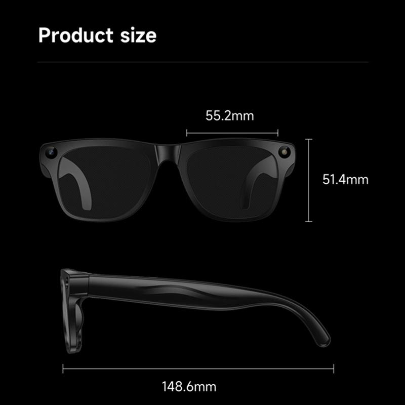 Smart 8K AI Glasses with 100W Camera Chat Gpt Touch Outdoor Sport Sunglasses Bluetooth Calling Music Player Image Stabilization for Men Women Gift