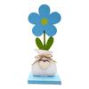 5Pcs/Set Wooden Flower Ornament with Base Boho Farmhouse Rustic 3D Colorful Flower Wood Table Sign Centerpiece Home Office Desktop Decoration