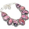 Rhodonite Gemstone Handmade Ethnic 925 Silver Necklace 18" JCN353-16