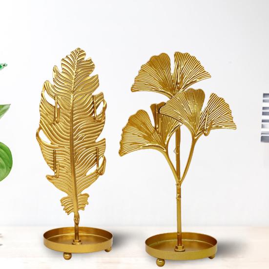 Форма листа Железная стойка для выставки товаров ювелирных изделий Стенд Серьги Ожерелье Браслет Организатор