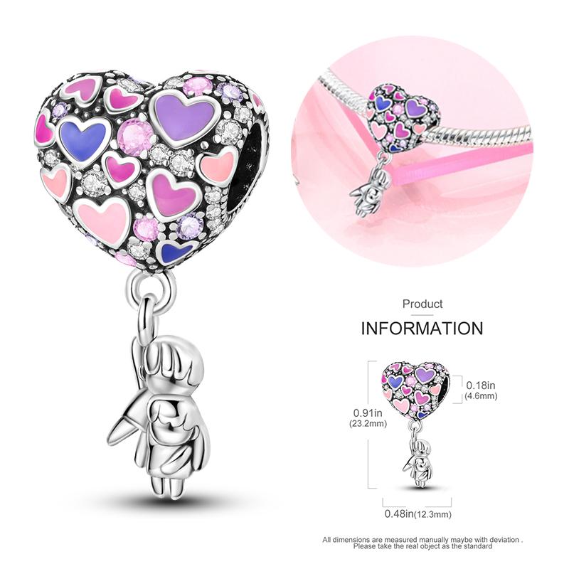 New Copper Bow Star Love Pink Series Charm Beads Suitable For 3Mm Original Bracelet Diy Fashion Jewelry Gift