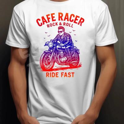 Cafe Racer T Shirt 1960s Ton Up Boys Rocker Rock Roll Biker Motorcyclists Vintage Graphic Soft Stretched Breathable