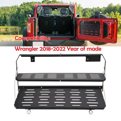 2-уровневый столик для багажника, подходящий для Jeep Wrangler JL 2018-2022 годов выпуска, железная задняя полка, монтажный лоток для задней двери багажника