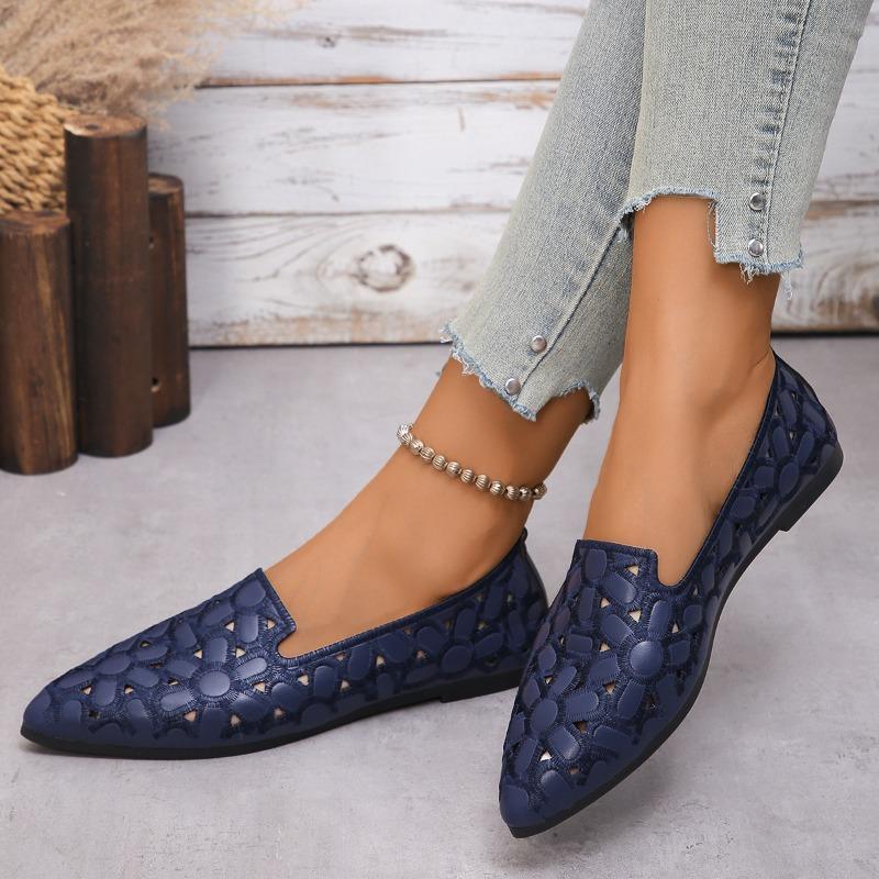 Женские однобортные туфли с острым носком и плоским дном, дышащие, с неглубоким носком