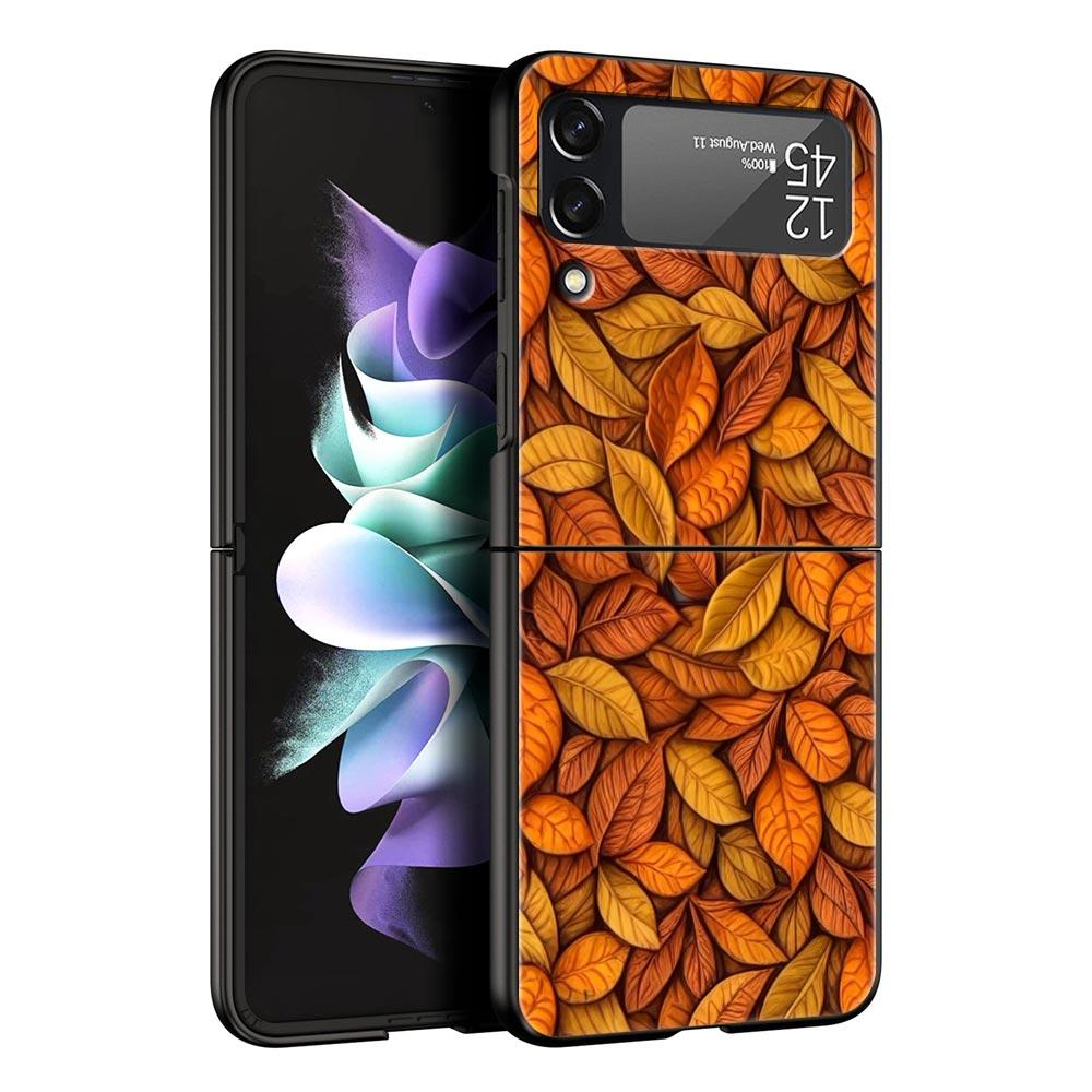 Мультяшный лист Жесткий ПК Чехол для Телефона Для Samsung Galaxy Z Flip 7 6 5 4 Черная Крышка Для Galaxy Z Flip 3 Складной Корпус Fundas Capa Сумка