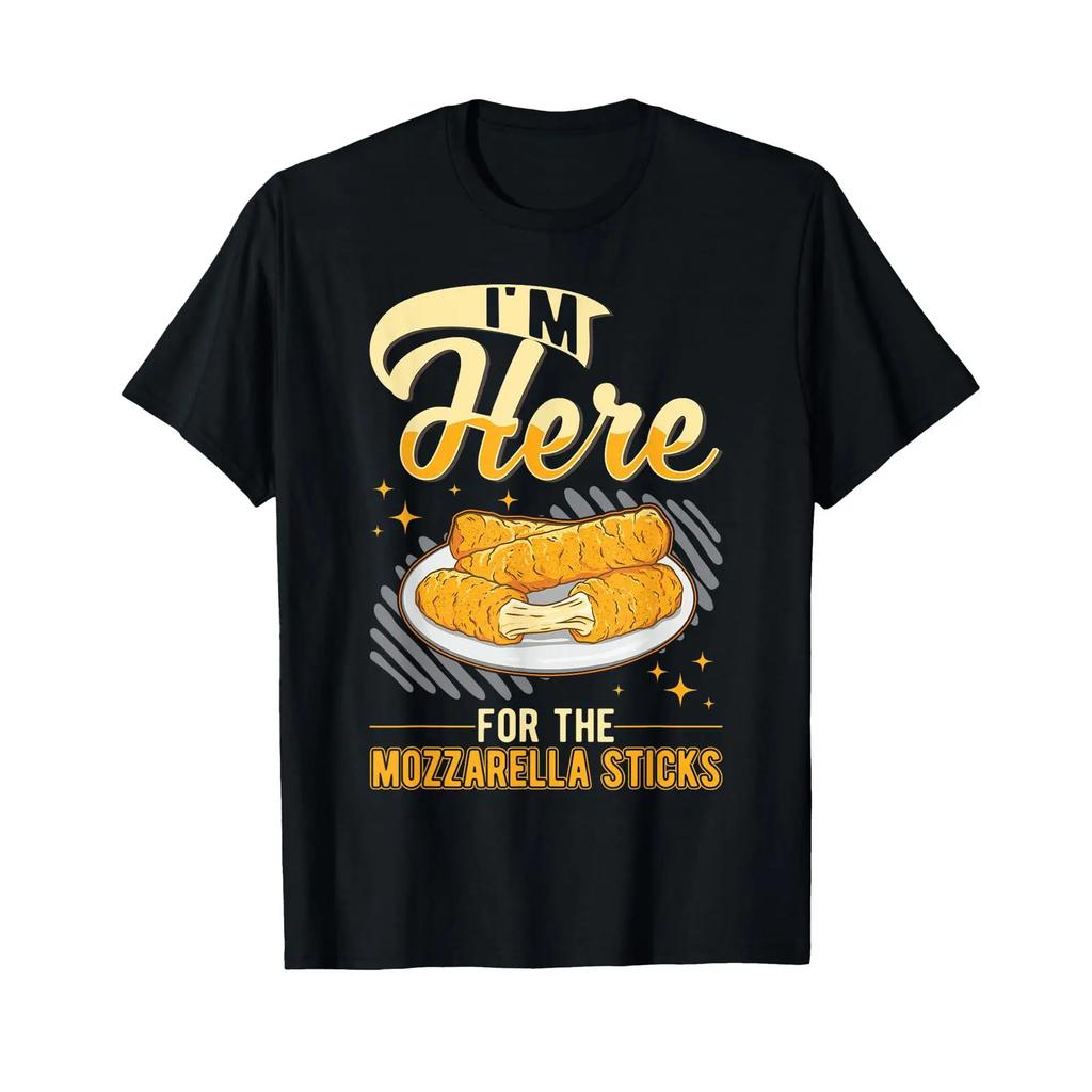 Im Here For The Mozzarella Sticks T Shirt Black Vintage Top For Everyday Wear Casual Designer Clothes Comfortable