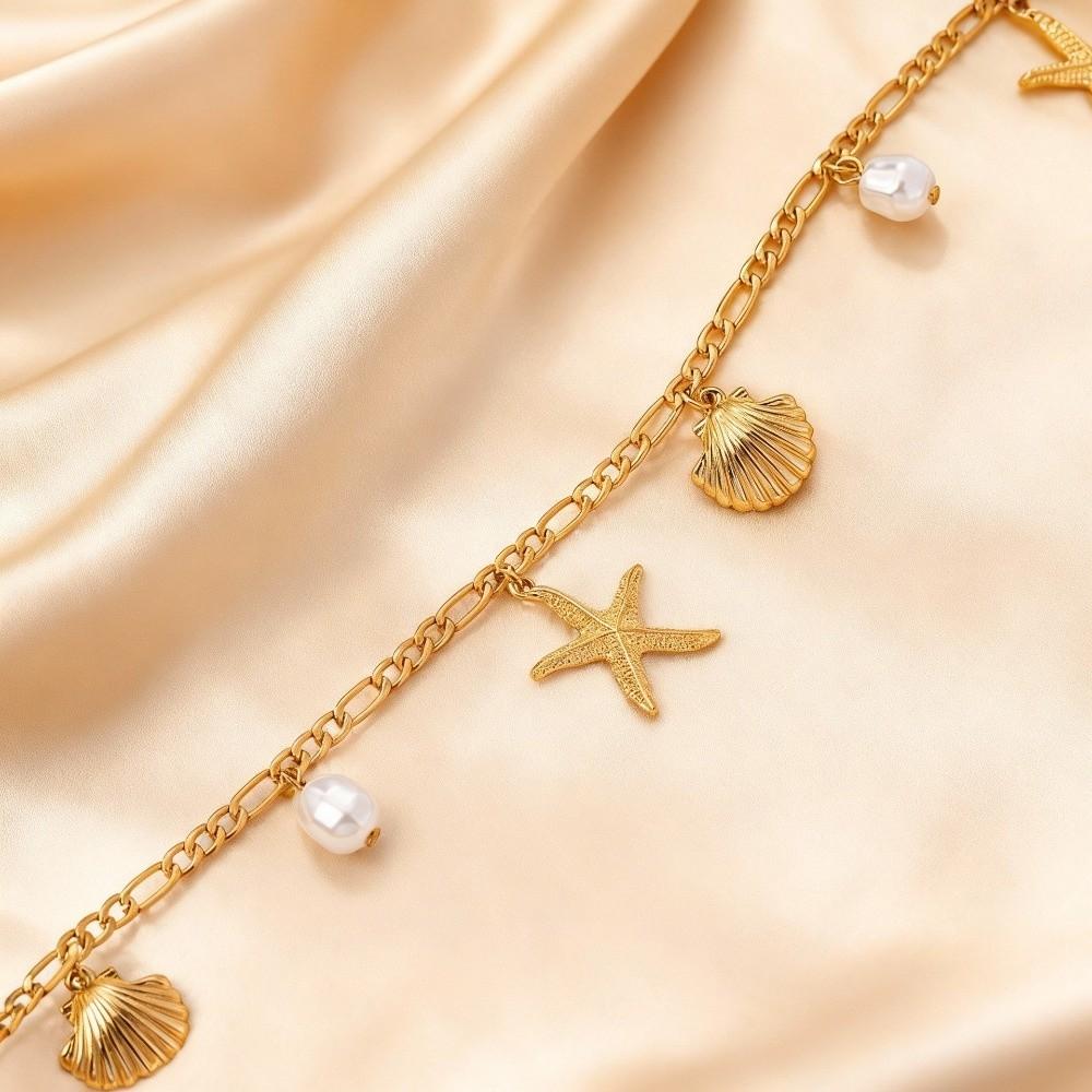 2 Pcs/set Shell Starfish Waist Chain Gold Belly Chains Charms Beads Body Chain Rave Event