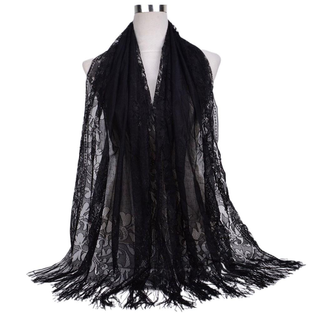 Women Girls Headwear Headscarf Luxury Head Scarves Hijab Shawl Scarf Hollow Tassel Scarf Head Wrap