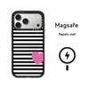 Черные Полоски и Розовое Сердце Чехол MagSafe для iPhone 17 Pro Max и 16 Pro