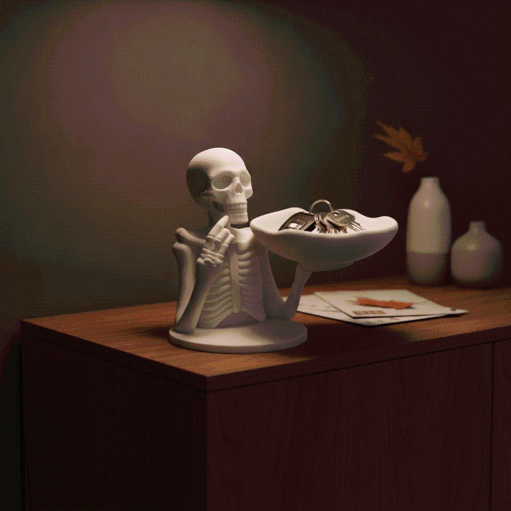Bone Shape Skeleton Candy Bowl Matte White Spooky Jewelry Dish Halloween Key Holder Gothic Lovers